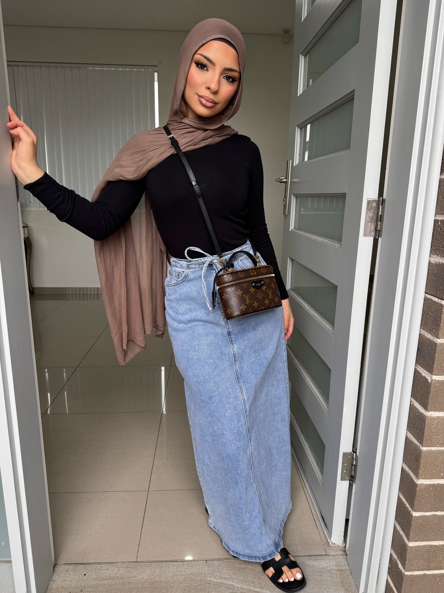 Tie Denim Skirt
