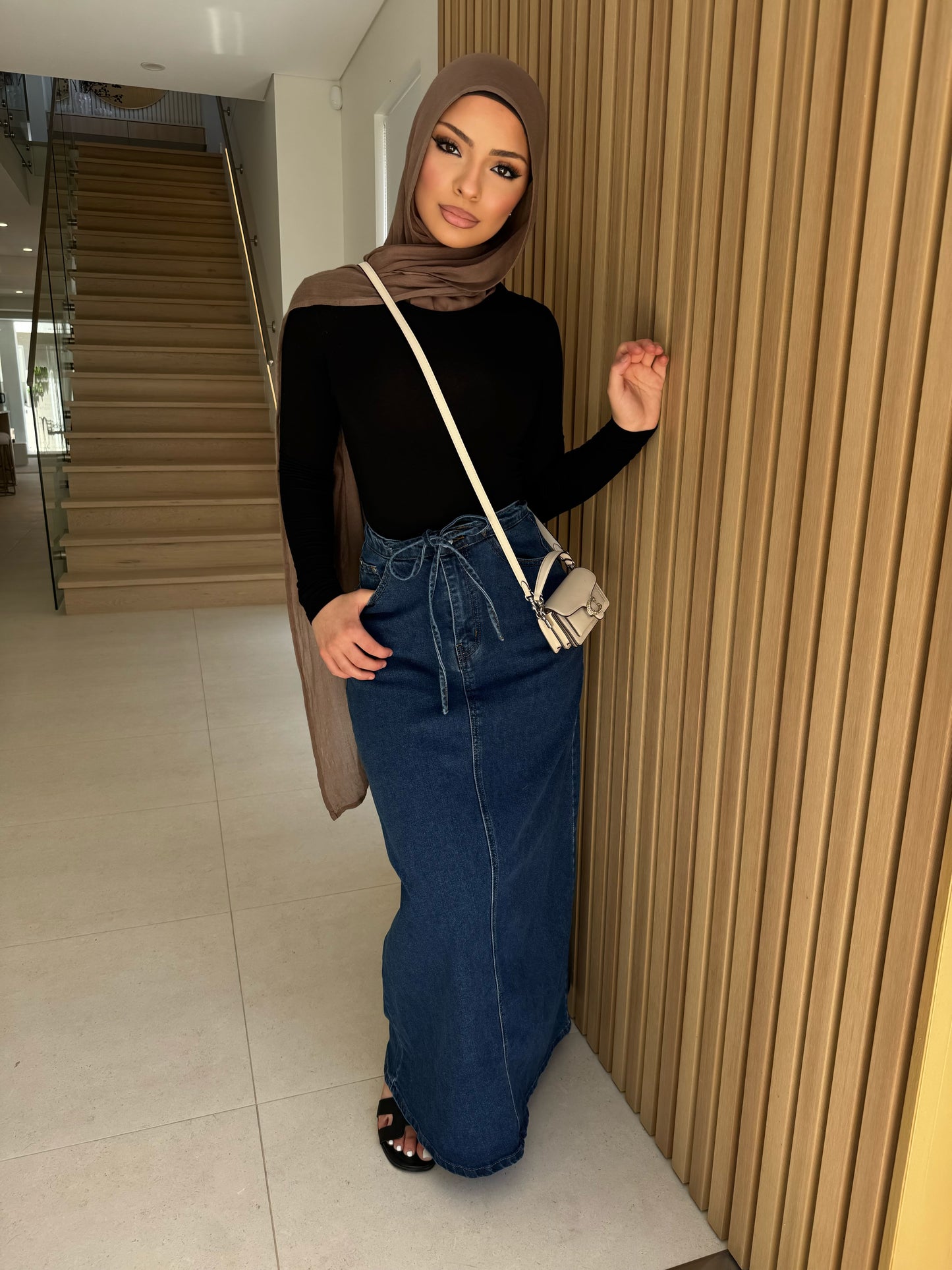 Tie Denim Skirt