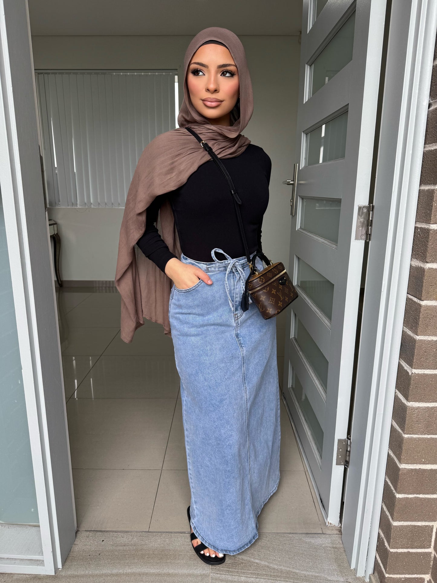 Tie Denim Skirt