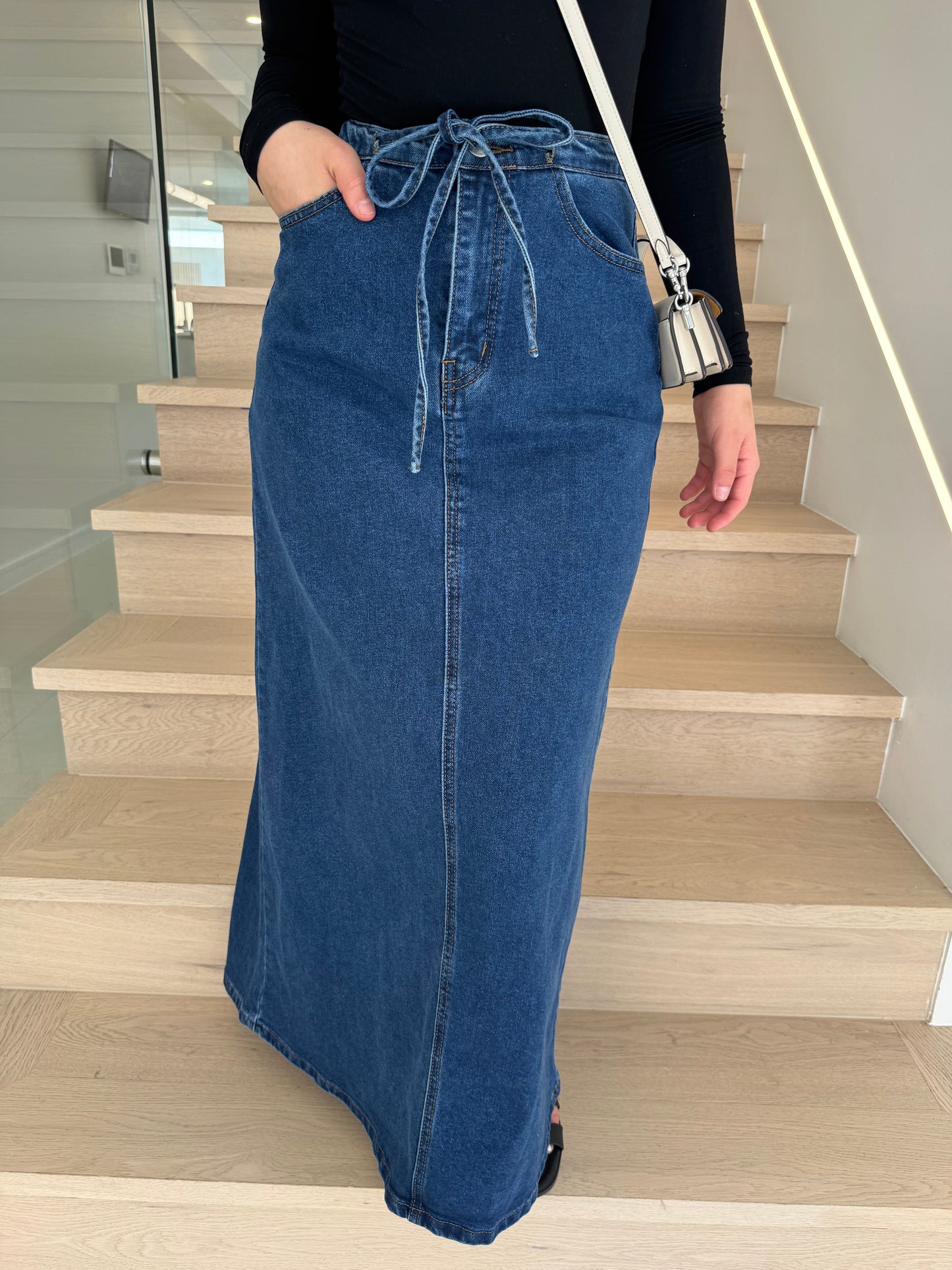Tie Denim Skirt