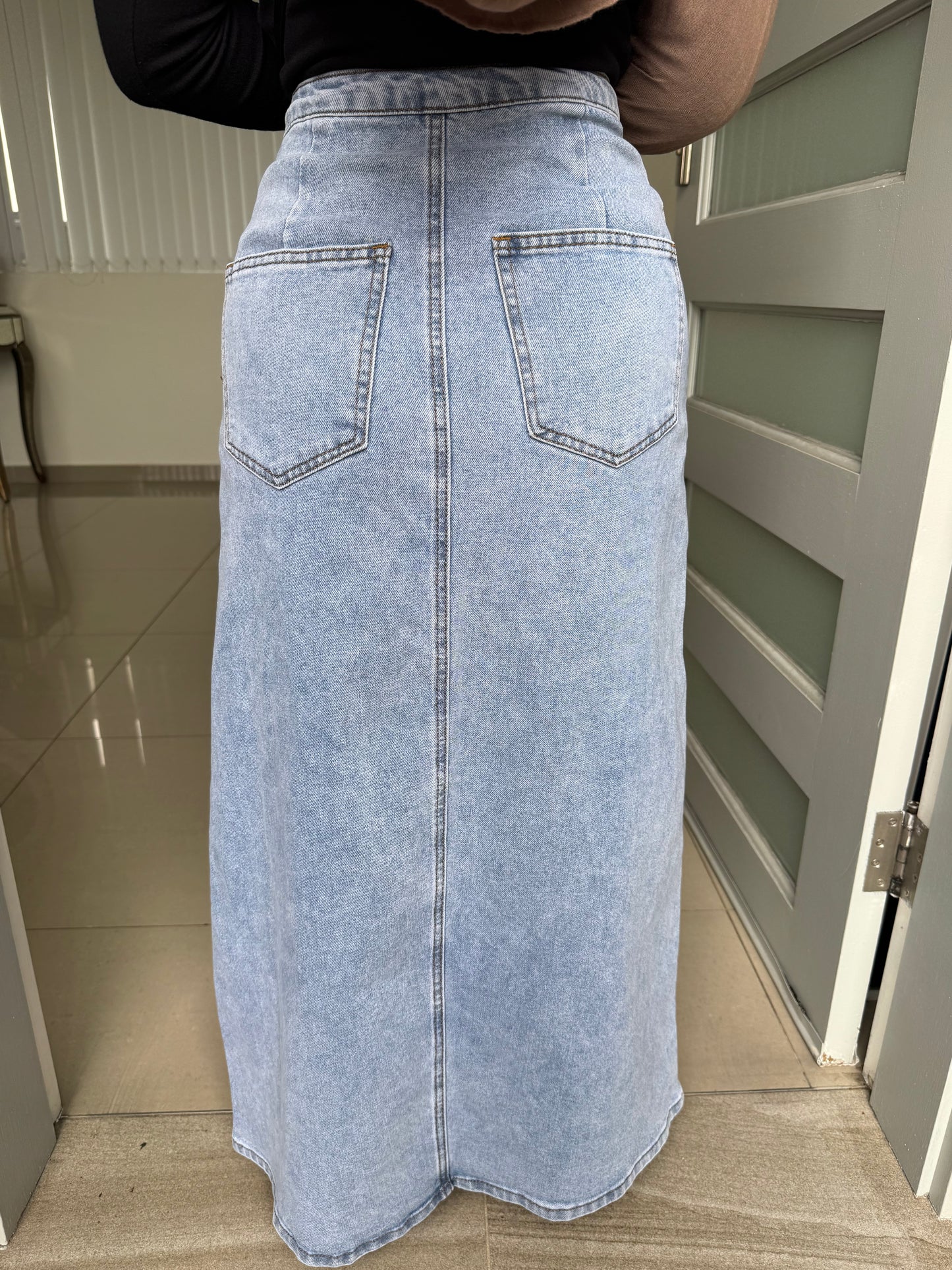 Tie Denim Skirt